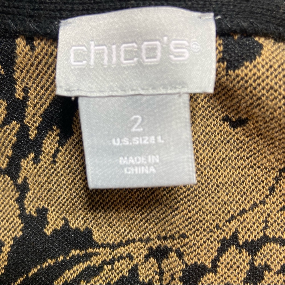 Chico's Sz 2 Cheetah Animal Print Jacquard Cardigan Duster Sweater Leopard Large - Picture 11 of 14